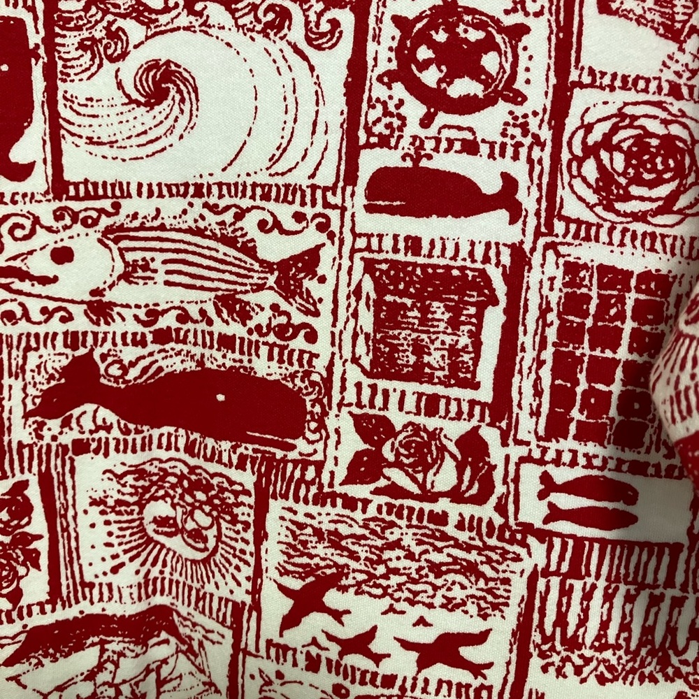 Hand painted dress from Key West sizeL. Red &White